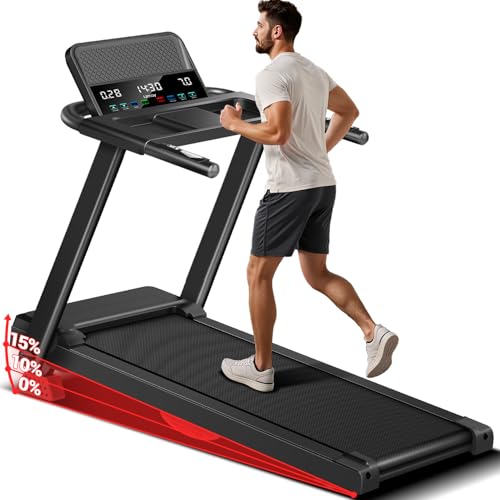 15% Incline TreadmillÃƒÂ¯Ã‚Â¼Ã…â€™Treadmills for Home, Folding Treadmill Filpped Screen and Heart Rate Sensor, 2.5HP Quiet Brushless Dual Cushion System, 300LBS Weight Capacity