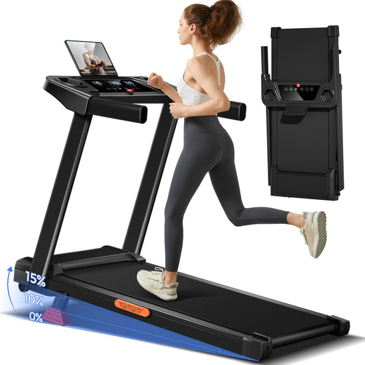 15% Incline Treadmill with Handles, 3-in-1 Portable Treadmills for Home and Office, Foldable Treadmills with 300 Lbs Weight Capacity, 3.0HP Quiet Walking Pad Treadmill, Three Screen