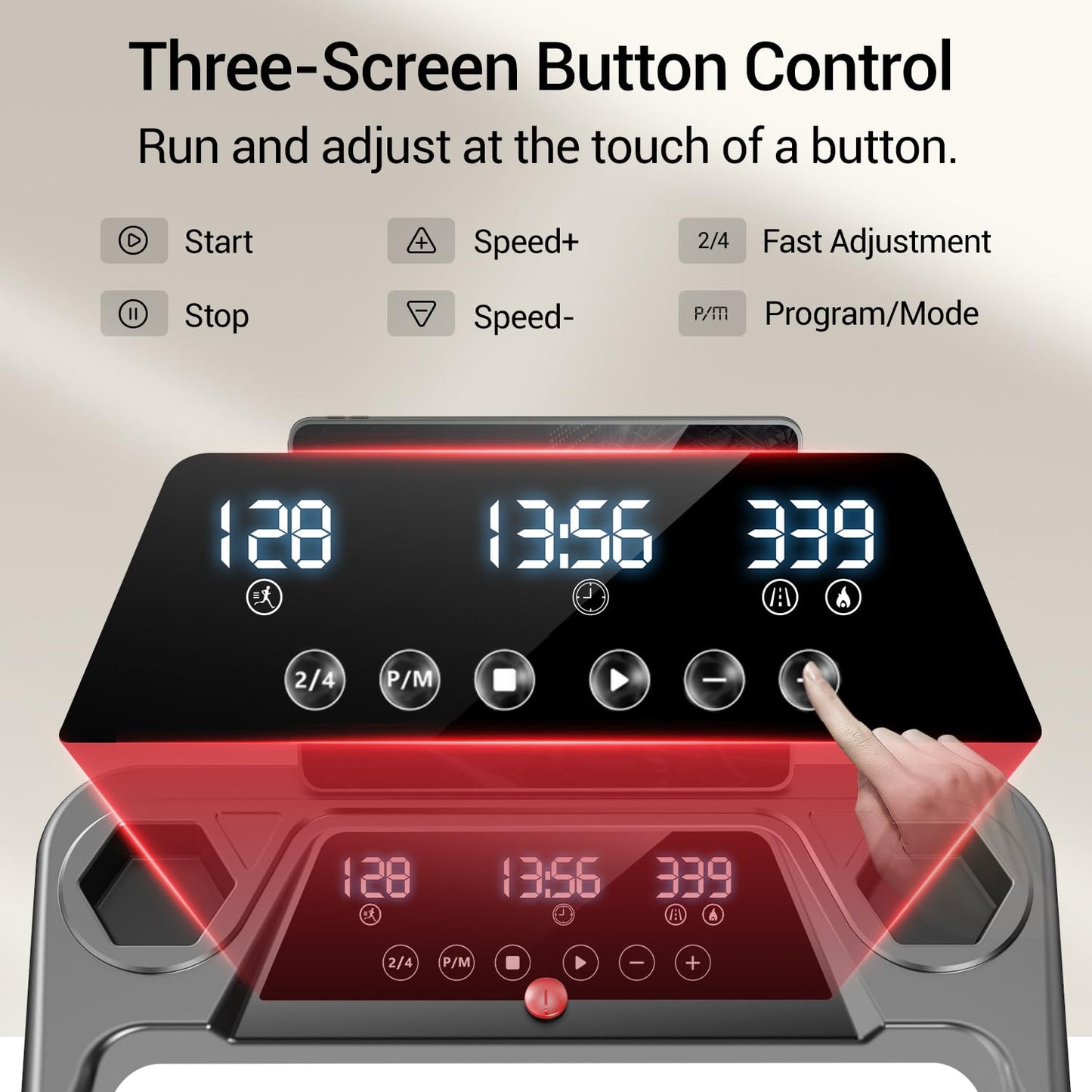 14% Incline Treadmill with Handle, 3-in-1 Portable Treadmills for Home and Office, Foldable Treadmills with 300 Lbs Weight Capacity, 3.0HP Quiet Walking Pad Treadmill, Three Screen