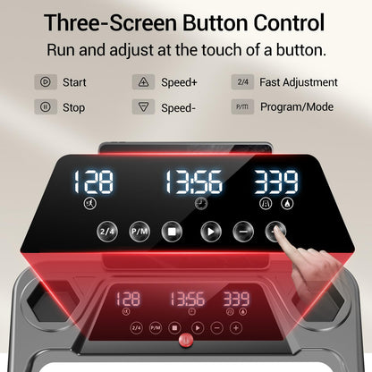 14% Incline Treadmill with Handle, 3-in-1 Portable Treadmills for Home and Office, Foldable Treadmills with 300 Lbs Weight Capacity, 3.0HP Quiet Walking Pad Treadmill, Three Screen