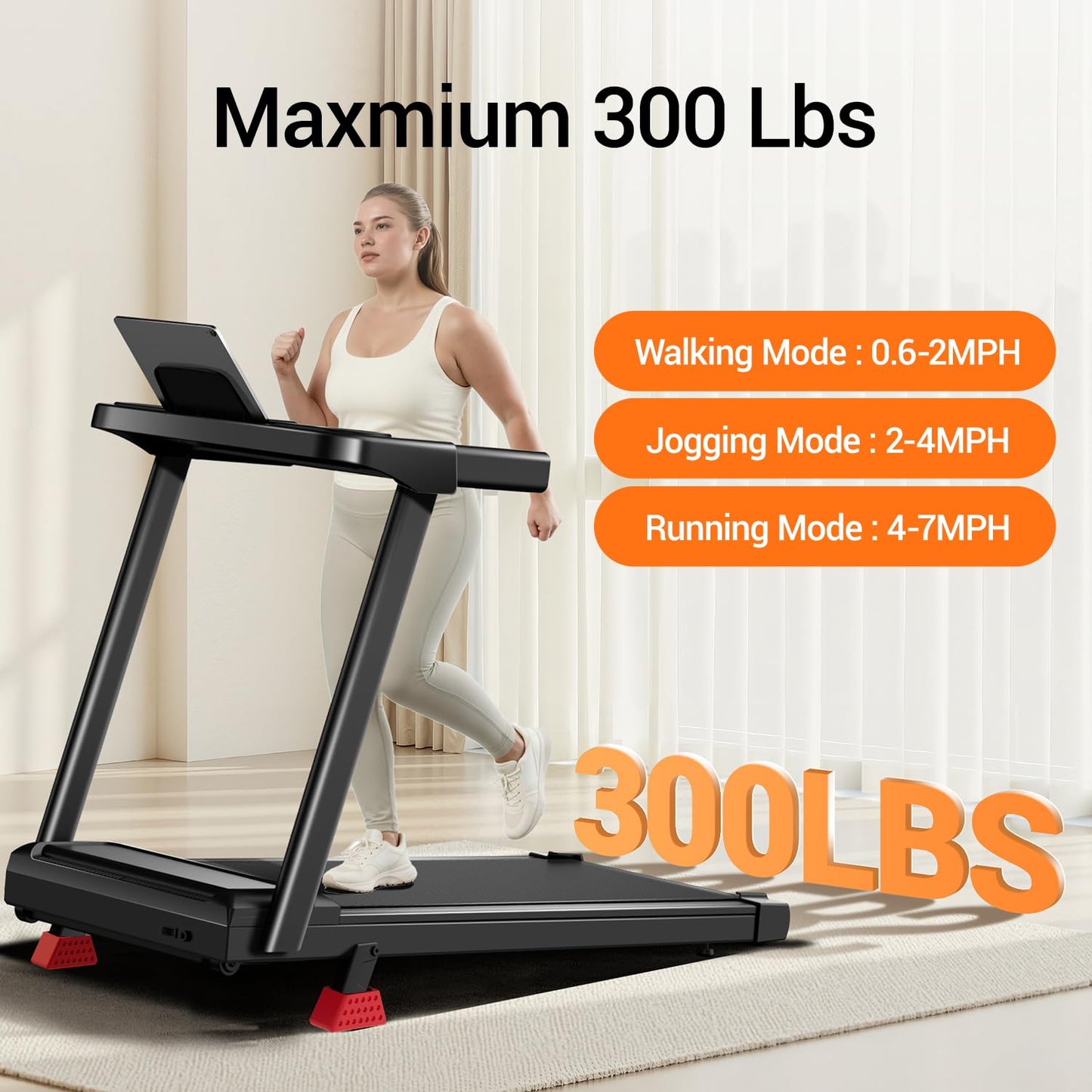 12% Incline Treadmill with Handle, 3-in-1 Portable Treadmills for Home and Office, Foldable Treadmills with 300 Lbs Weight Capacity, 3.0HP Quiet Walking Pad Treadmill, Three Touch Screen