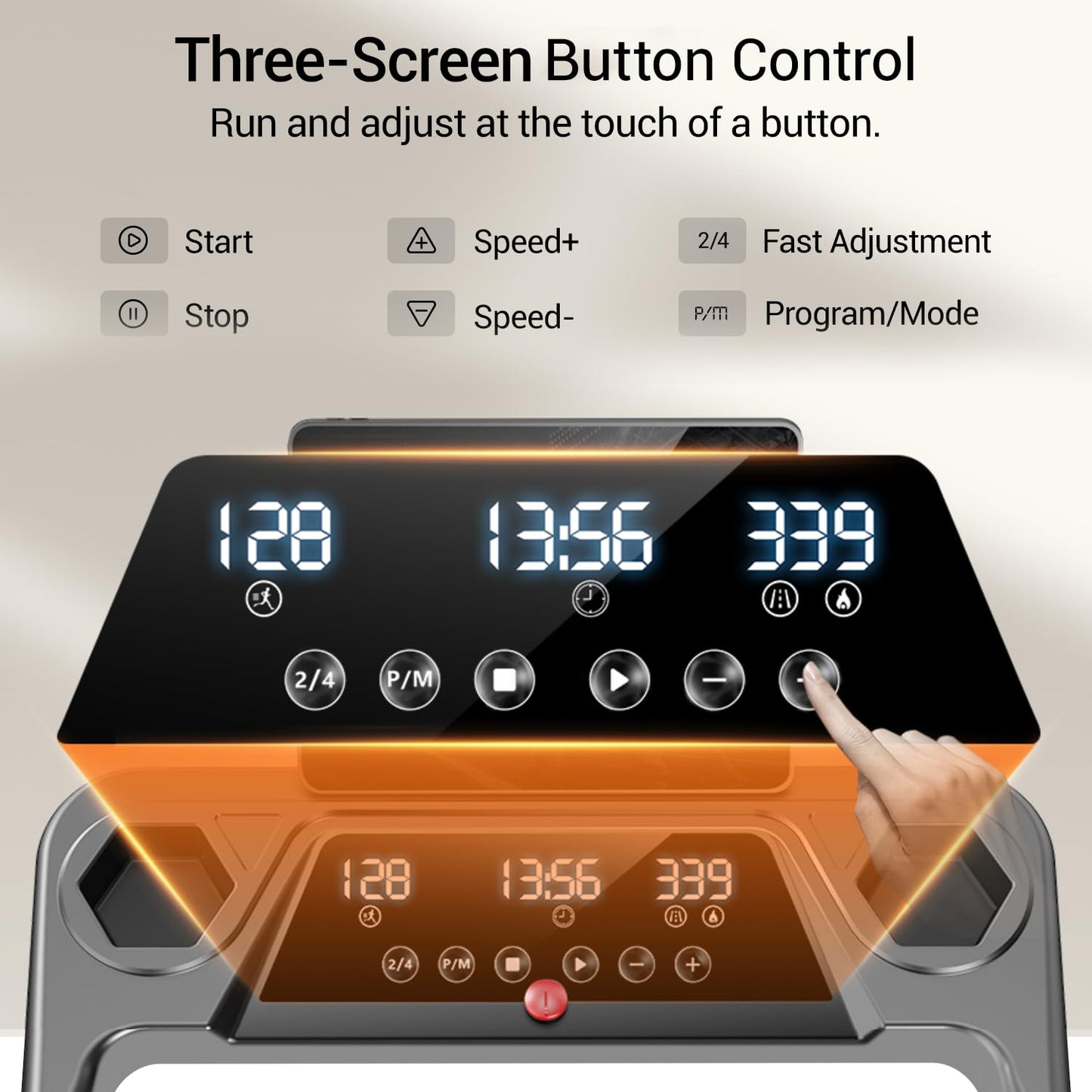 12% Incline Treadmill with Handle, 3-in-1 Portable Treadmills for Home and Office, Foldable Treadmills with 300 Lbs Weight Capacity, 3.0HP Quiet Walking Pad Treadmill, Three Touch Screen