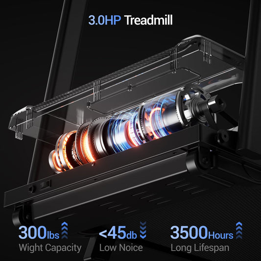 15% Incline Treadmill with Handles, 3-in-1 Portable Treadmills for Home and Office, Foldable Treadmills with 300 Lbs Weight Capacity, 3.0HP Quiet Walking Pad Treadmill, Three Screen