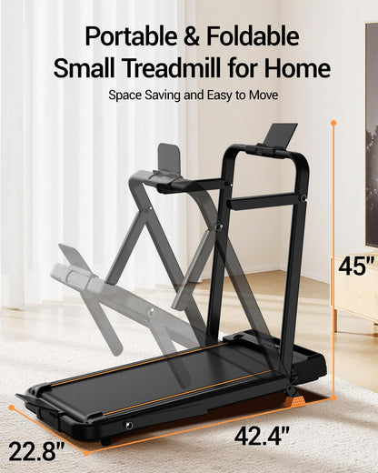 14% Incline Walking Pad Treadmills for Home Small, 4-in-1 Under Desk Treadmill with Handles, Foldable Treadmill with 2.5 HP Quiet Brushless, 330 LBS Capacity