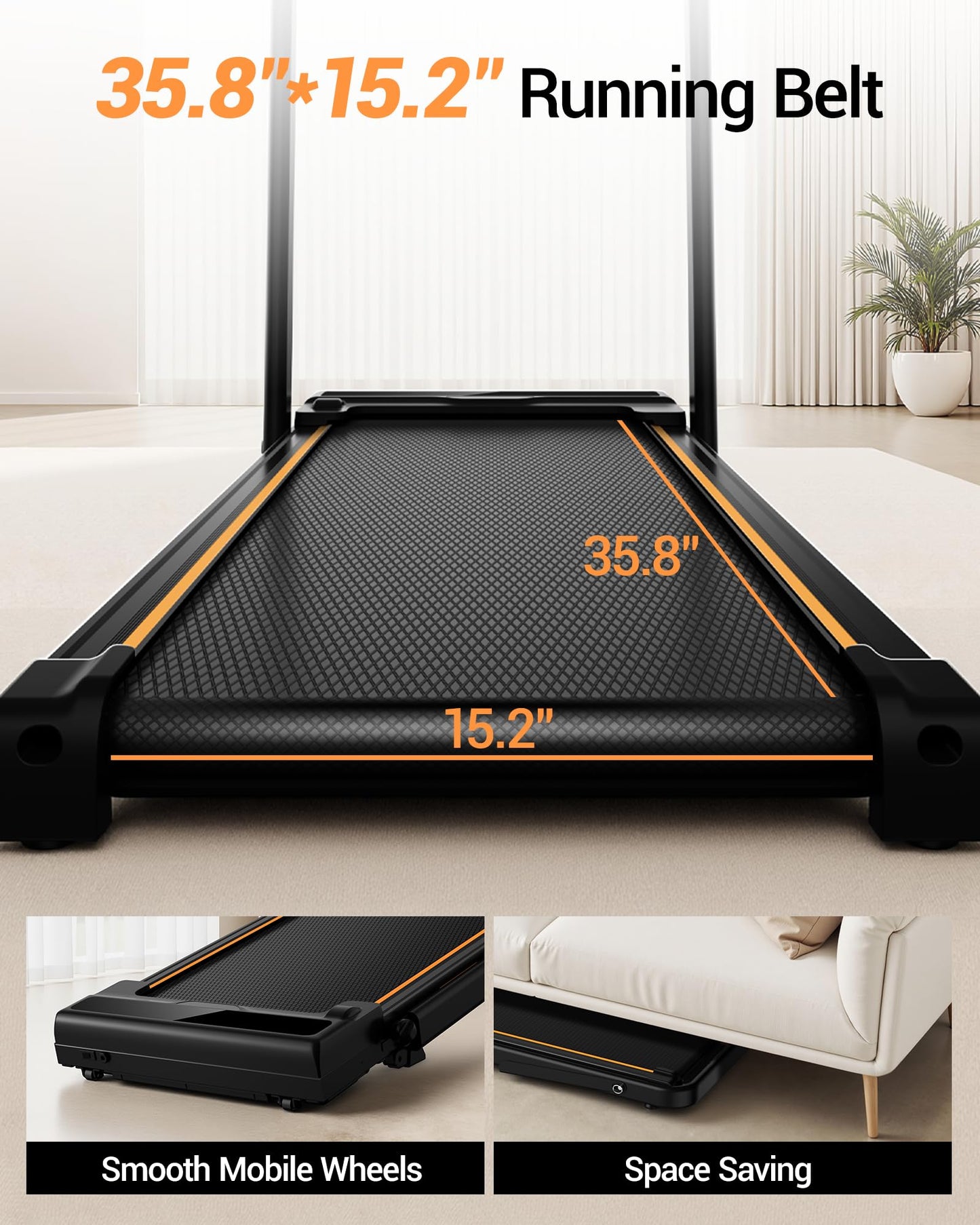 14% Incline Walking Pad Treadmills for Home Small, 4-in-1 Under Desk Treadmill with Handles, Foldable Treadmill with 2.5 HP Quiet Brushless, 330 LBS Capacity